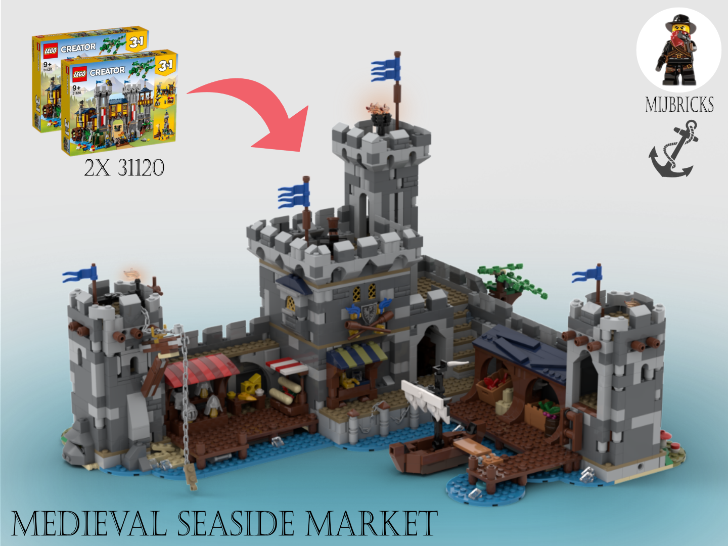 Medieval Seaside Market - Black Falcons (2x 31120)