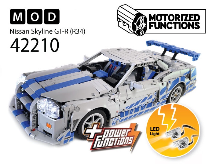 42210 Fast &amp; Furious 2 Nissan Skyline GT-R (R34) RC MOD for Power Function Motors