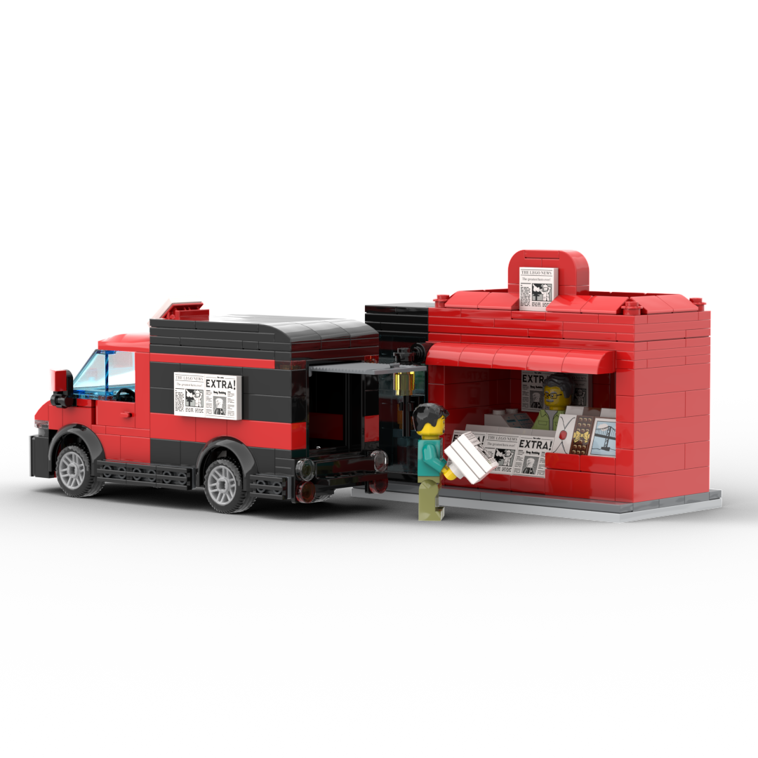 Newspaper Stand with Delivery Van