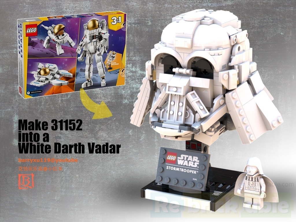 Make 31152 astronaut into White Darth Vadar