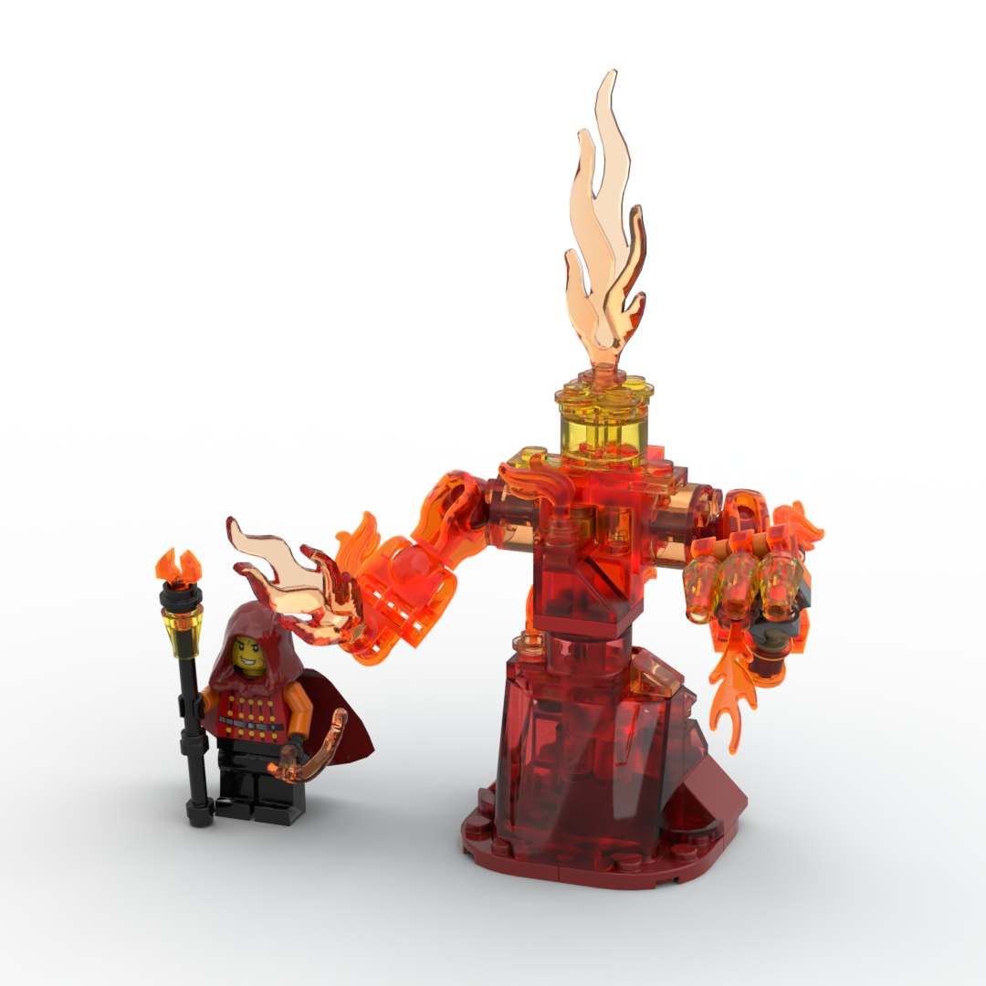Fire elemental and pyromancer
