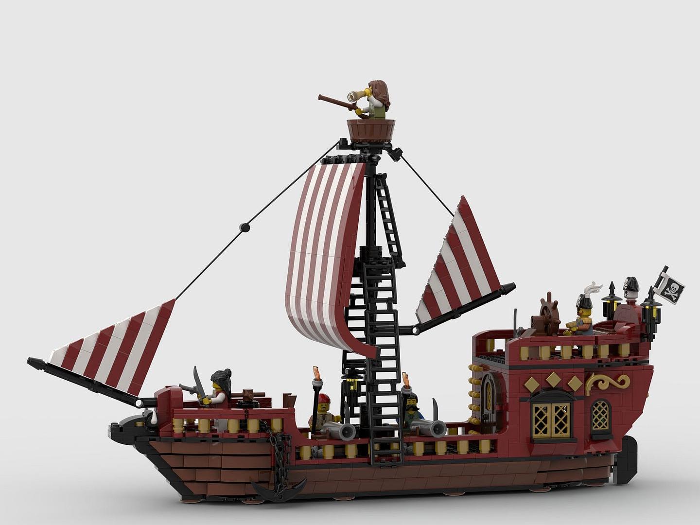Dark Red Pirates Sailboat