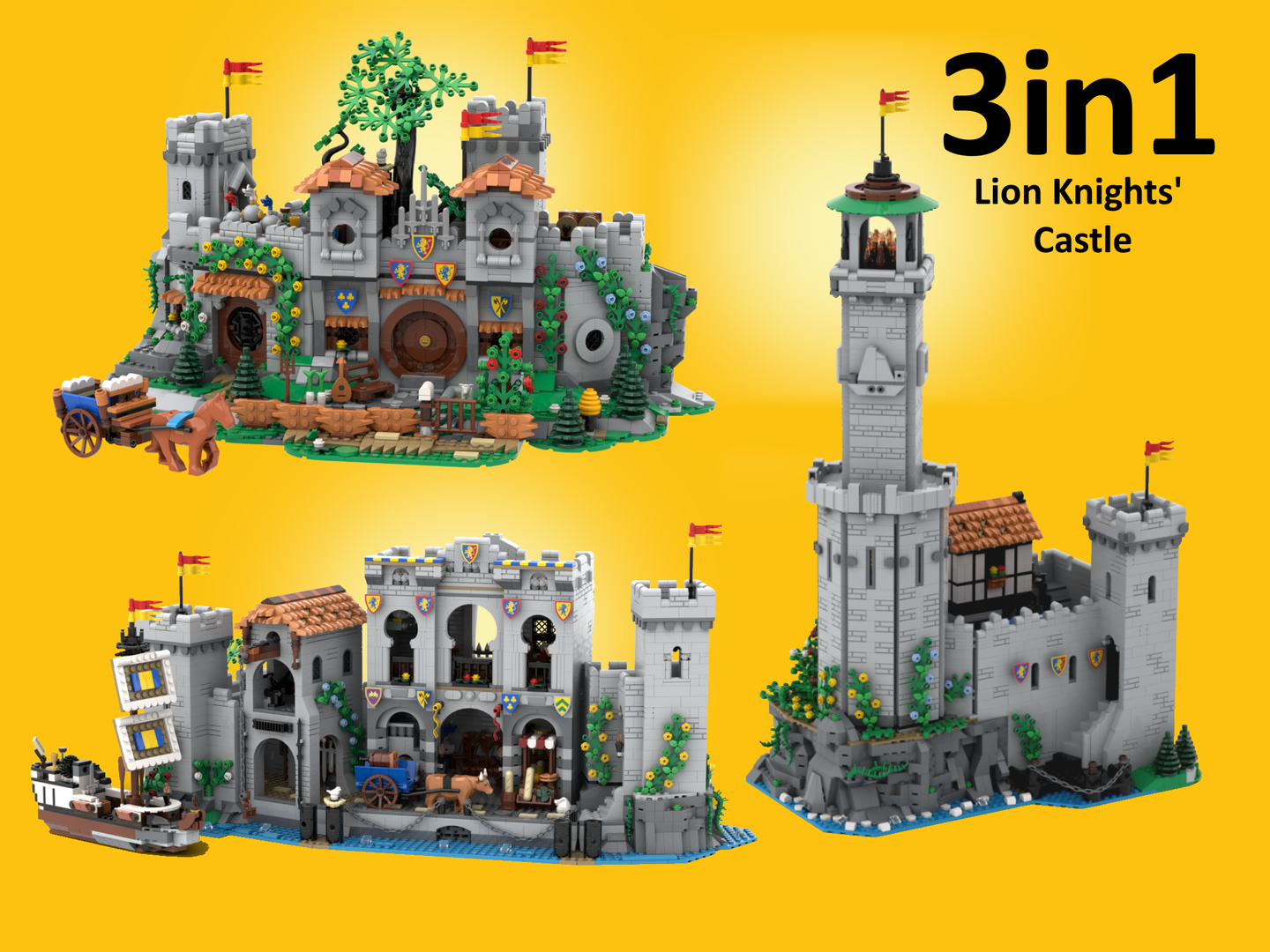 3in1 10305 Lion Knights' Castle Alternative Builds