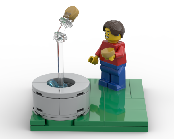 Man Flipping coins into fountain