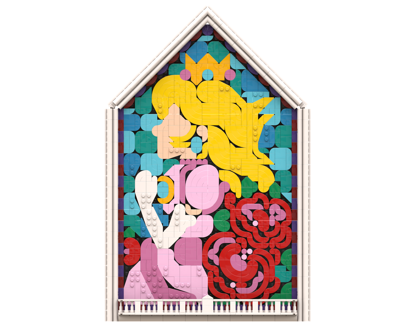 Princess Peach Stained Glass Window Wall Art