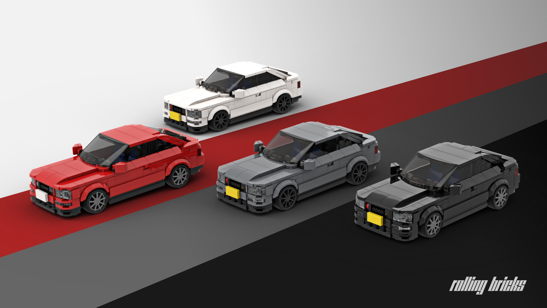 Audi S2 Coupe - in 4 colors: red, white, dark grey, black