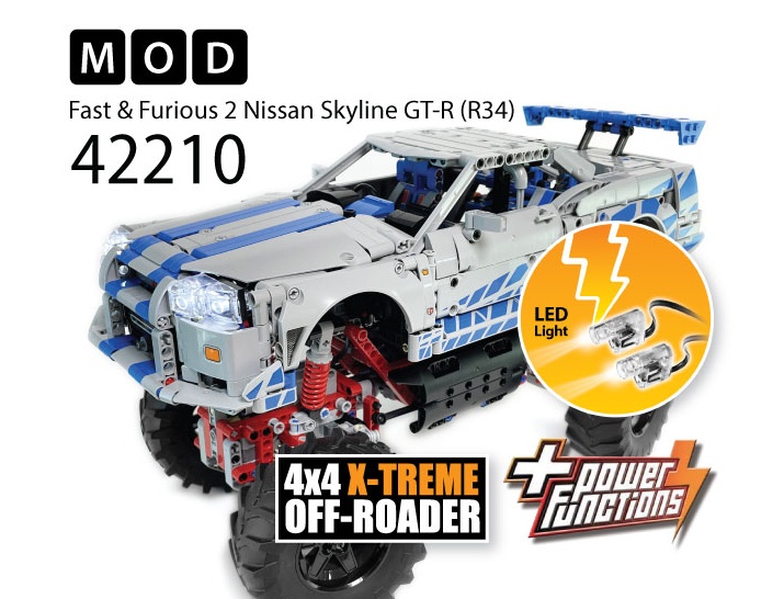 42210 Fast &amp; Furious 2 Nissan Skyline GT-R (R34) Off-Roader RC MOD for Power Function Motors