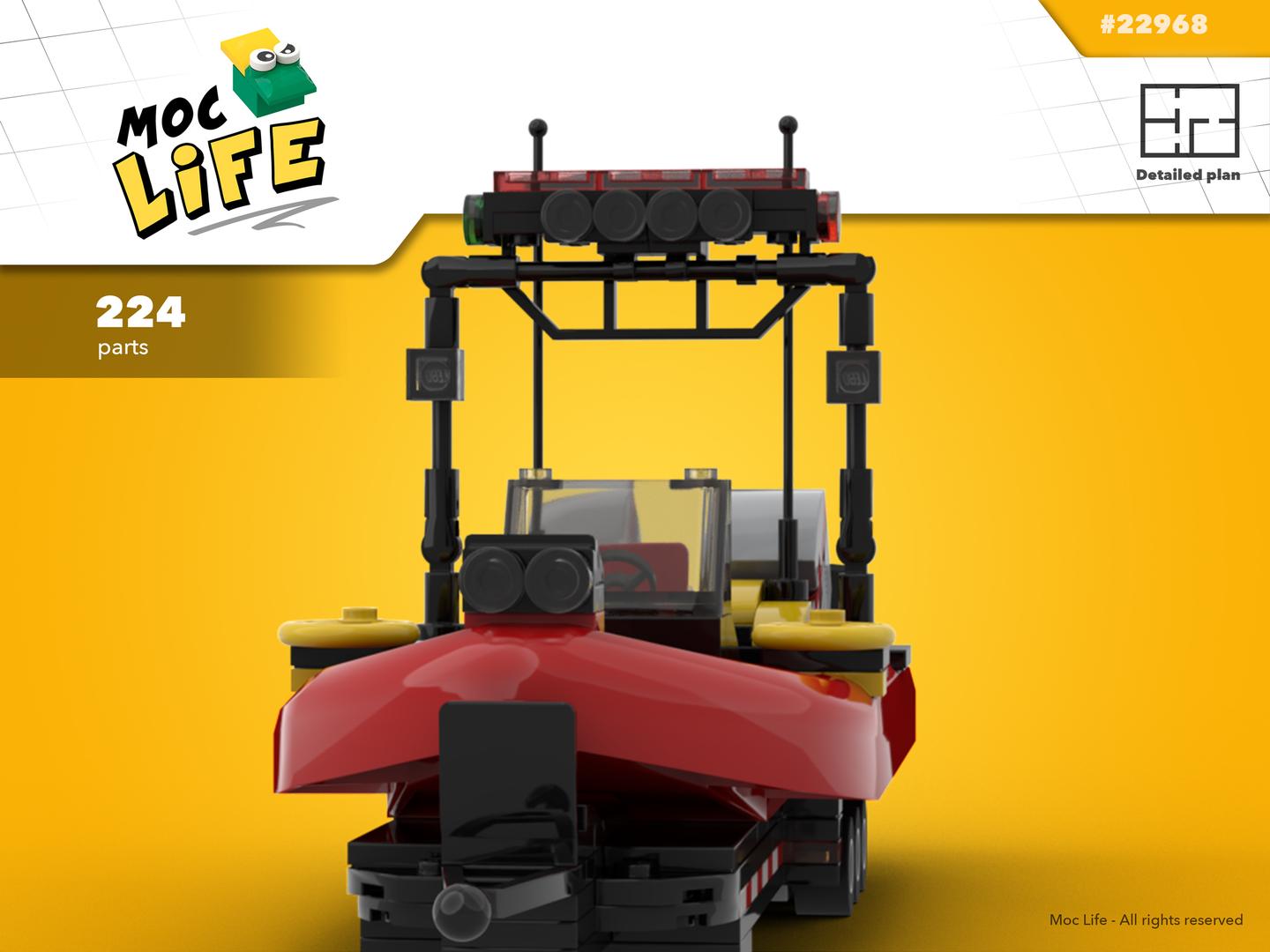 Lifeguard boat with trailer