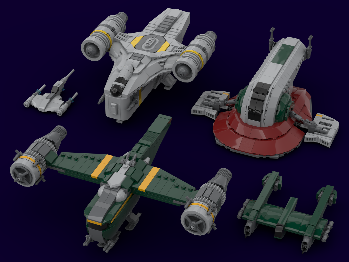 Bounty Hunter Collection – Razor Crest, Slave 1, SS-54 Gunship, N-1 and Porax-38 (1:125 scale)