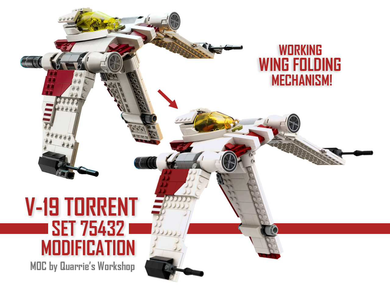 V-19 Torrent Starfighter (Set 75432 working mechanism modification)