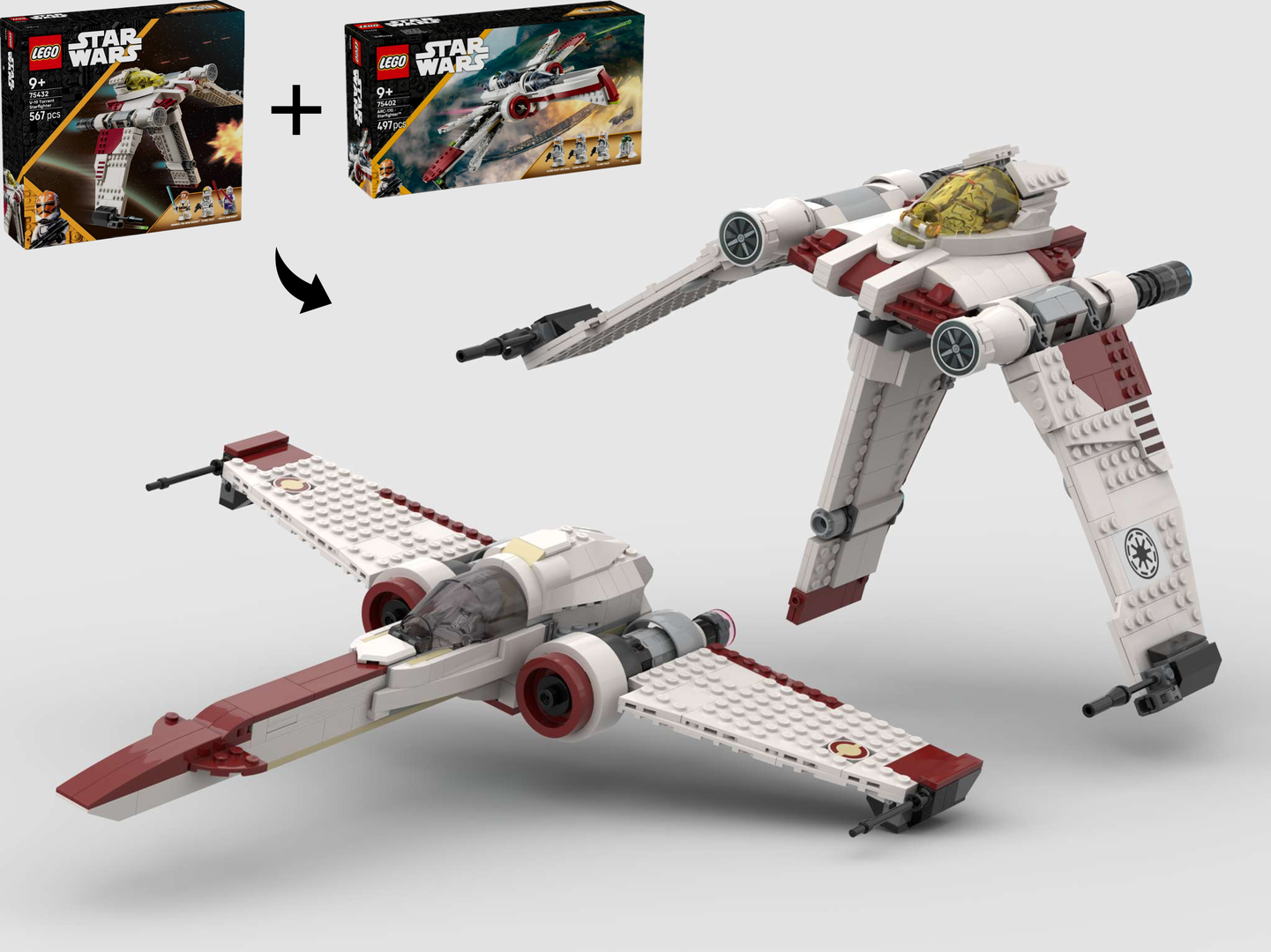V-19 Torrent &amp; Z-95 Headhunter Starfighters - Alternate Build of 75432 &amp; 75402
