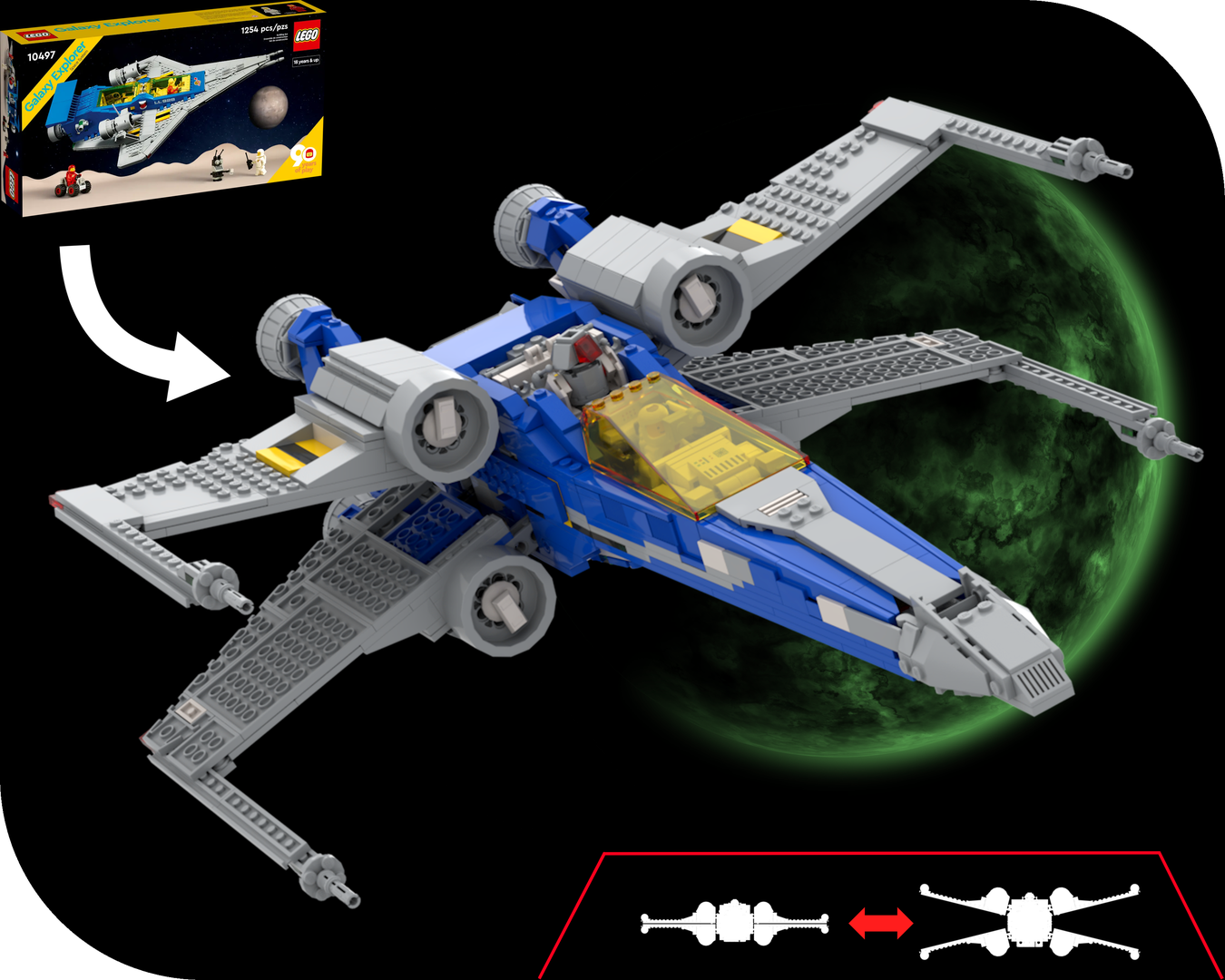 T-65D X wing, classic space style | 10497 Galaxy Explorer alt-build