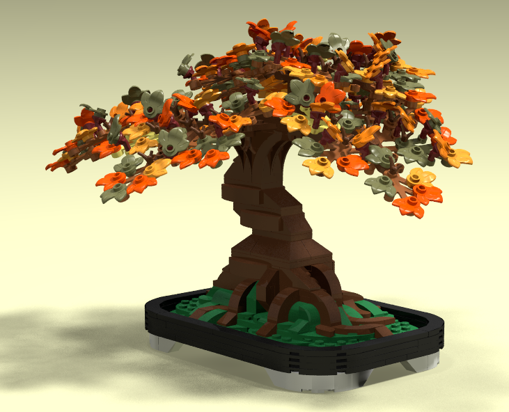 Leafy rooted bonsai in autumn