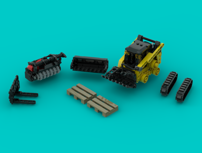 Mini Lego Tracklayer Mini Track Loader/Skid Steer with Implements (MOC-233676) - LEGO MOC ...