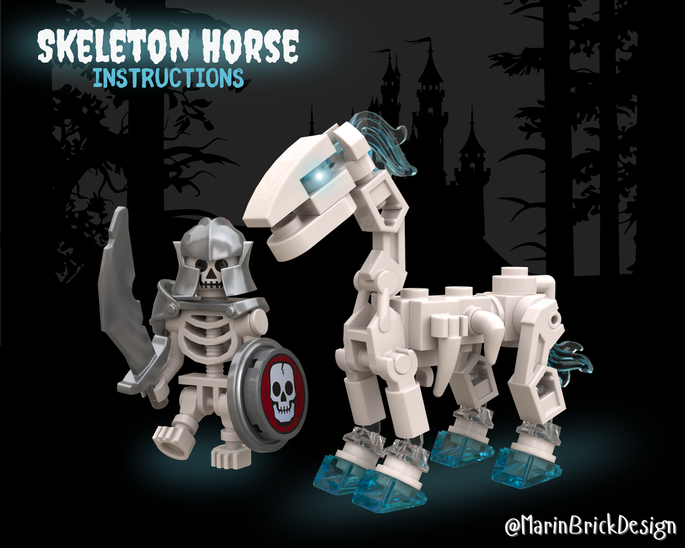 Skeleton Horse Instructions - Castle Dark Fantasy Halloween Dnd Moc