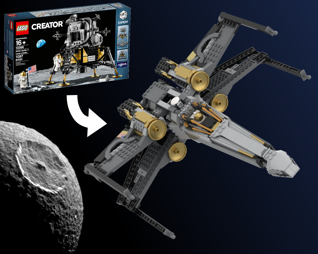 U5A X wing | 10226 NASA Apollo 11 Lunar Lander alt-build