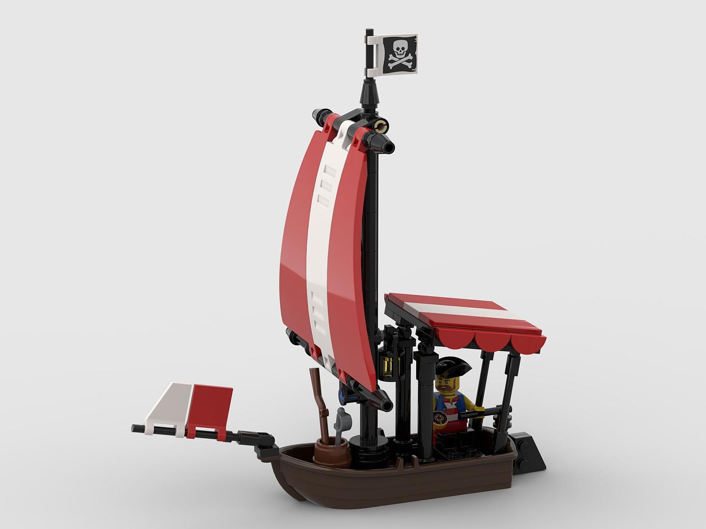 Pirate Sailboat with Red Sail v2