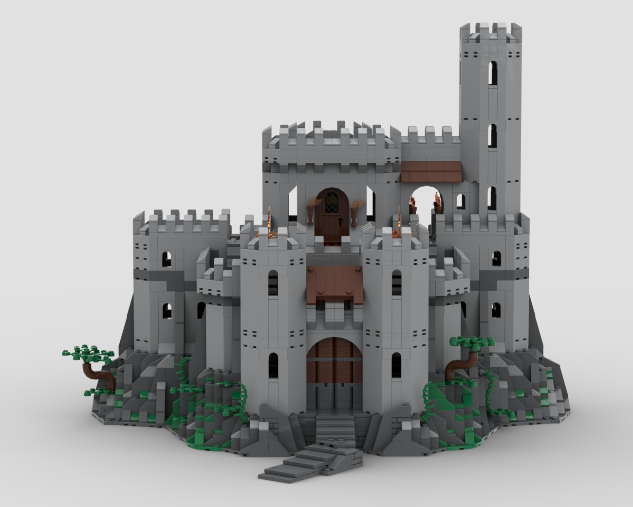 Medieval castle keep with interiors