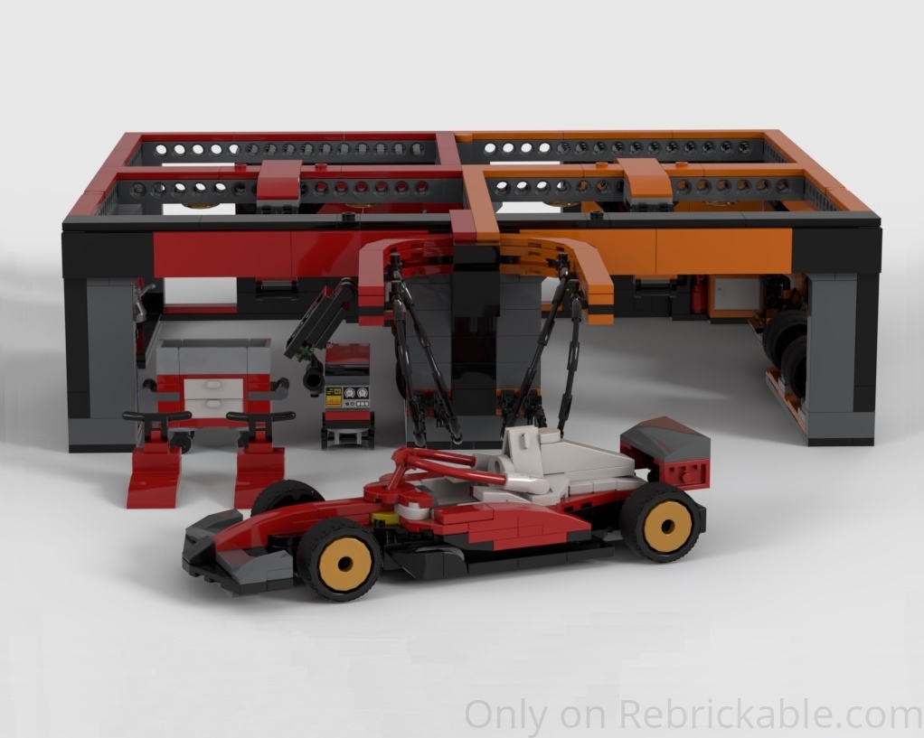 60443 v3MOC (SF25 Monza F1 race car with F1 Garage + Pit-Stop)