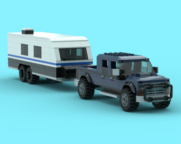 Pick-up Truck and Camper Trailer