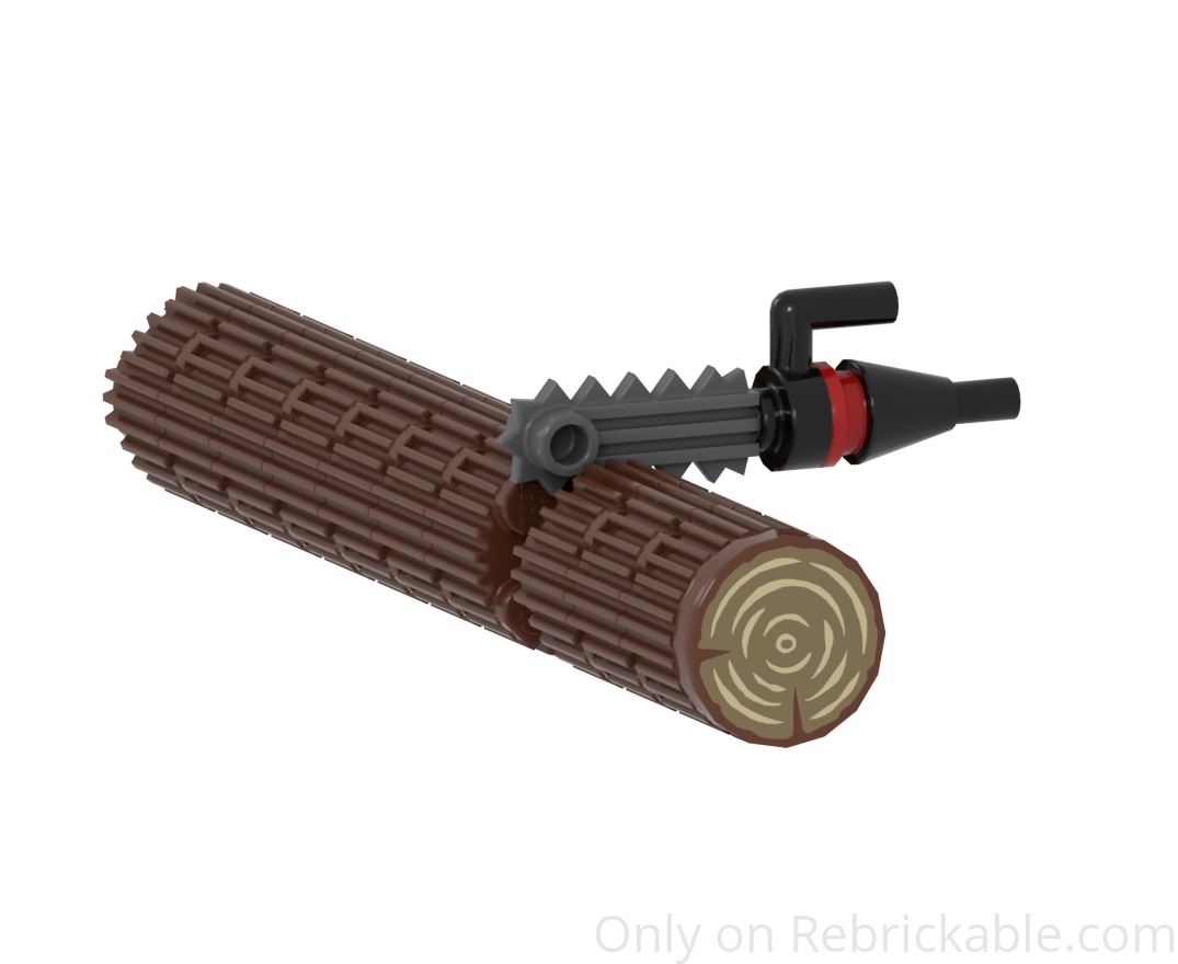 Chainsaw with a tree trunk