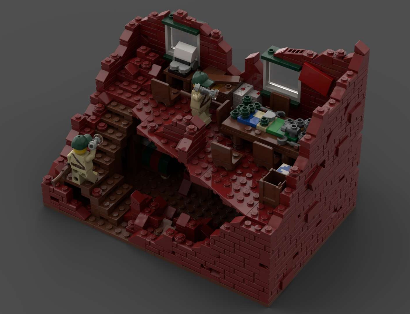 Red WW2 Building Ruins