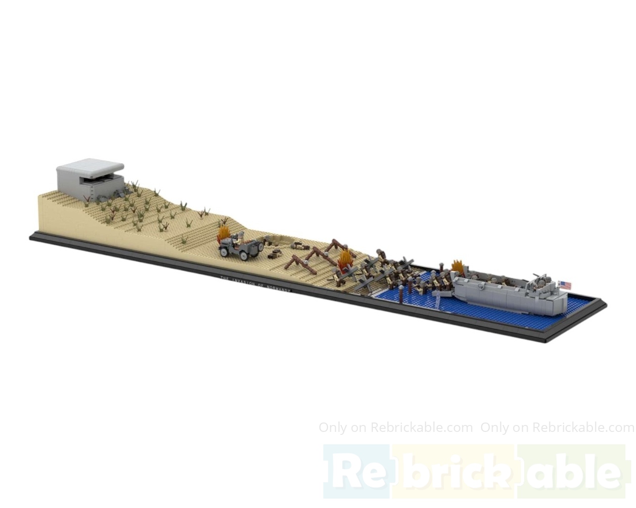 D-Day Omaha Beach Diorama + LCVP Higgins Boat + Willys MB Jeep