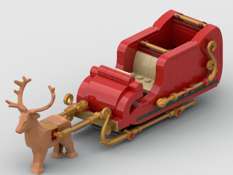 Medium Sized 1 Deer open Sleigh for the Winter Village North Pole Sleigh races