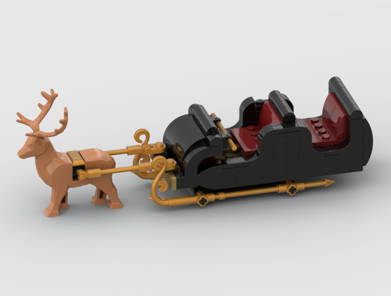 Winter Village Double 1 Deer open SLeigh