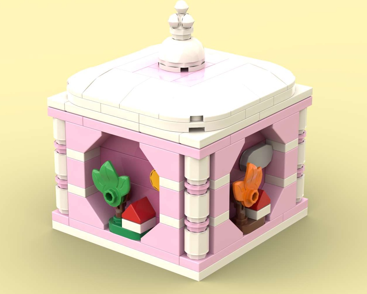 pink box with four seasons decoration