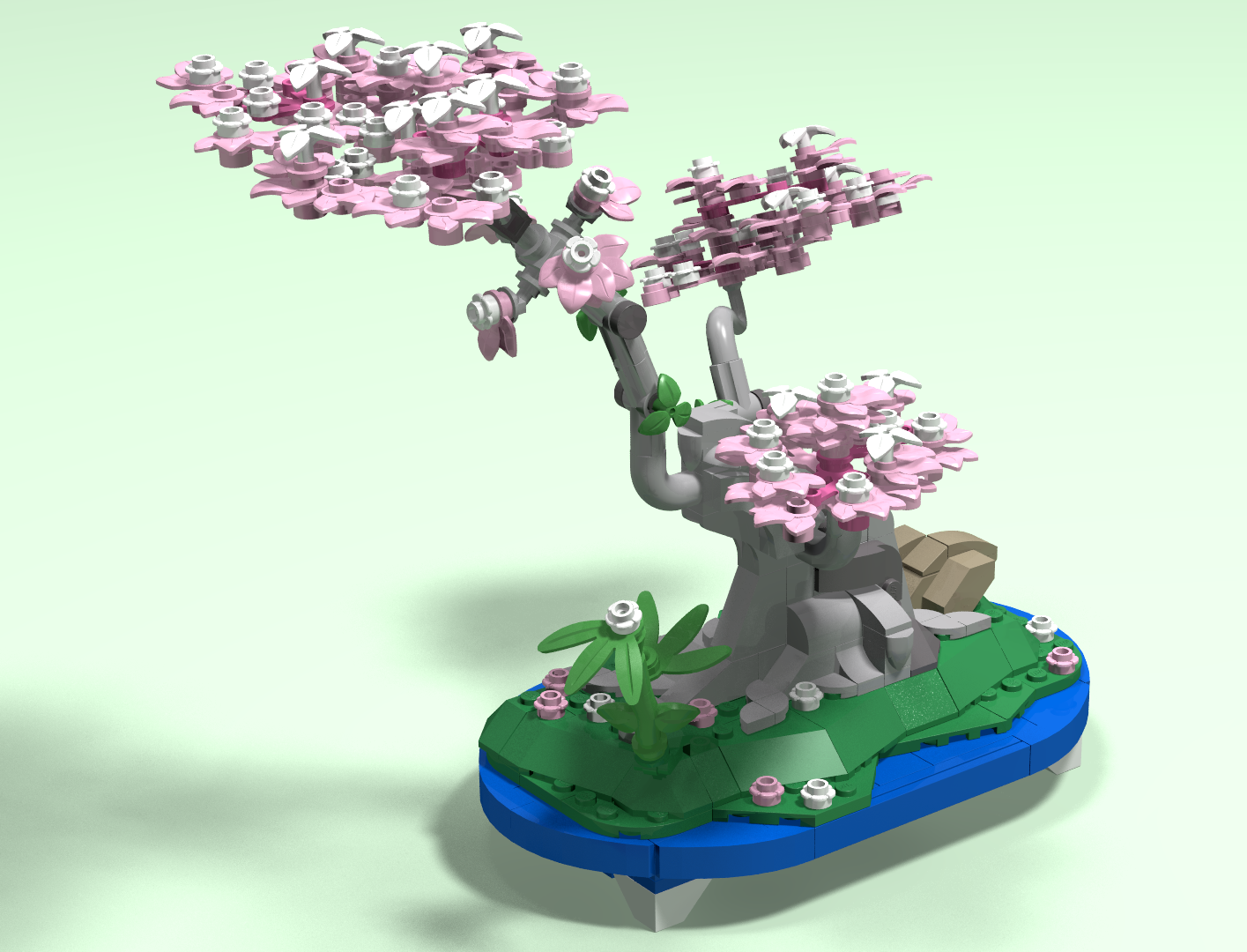 Sakura Bonsai - Blue Saucer