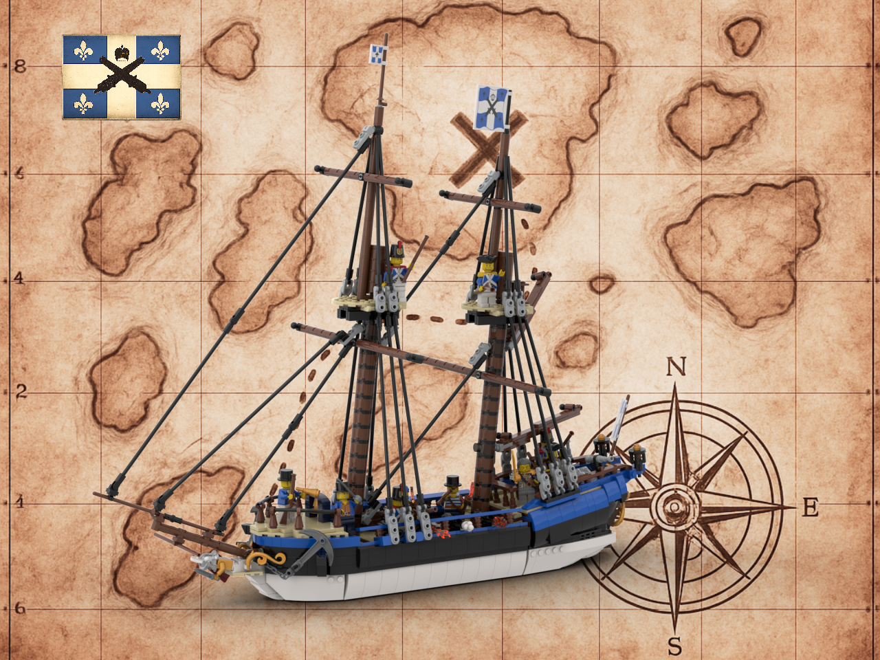 ⚓ THE CENTURION - Colonial Navy Warship | 8 Cannons, 10 Bluecoat Soldiers, Full Interior, Magnetic Compass, Removable Deck, 1858 Pieces | Epic Pirate Hunter