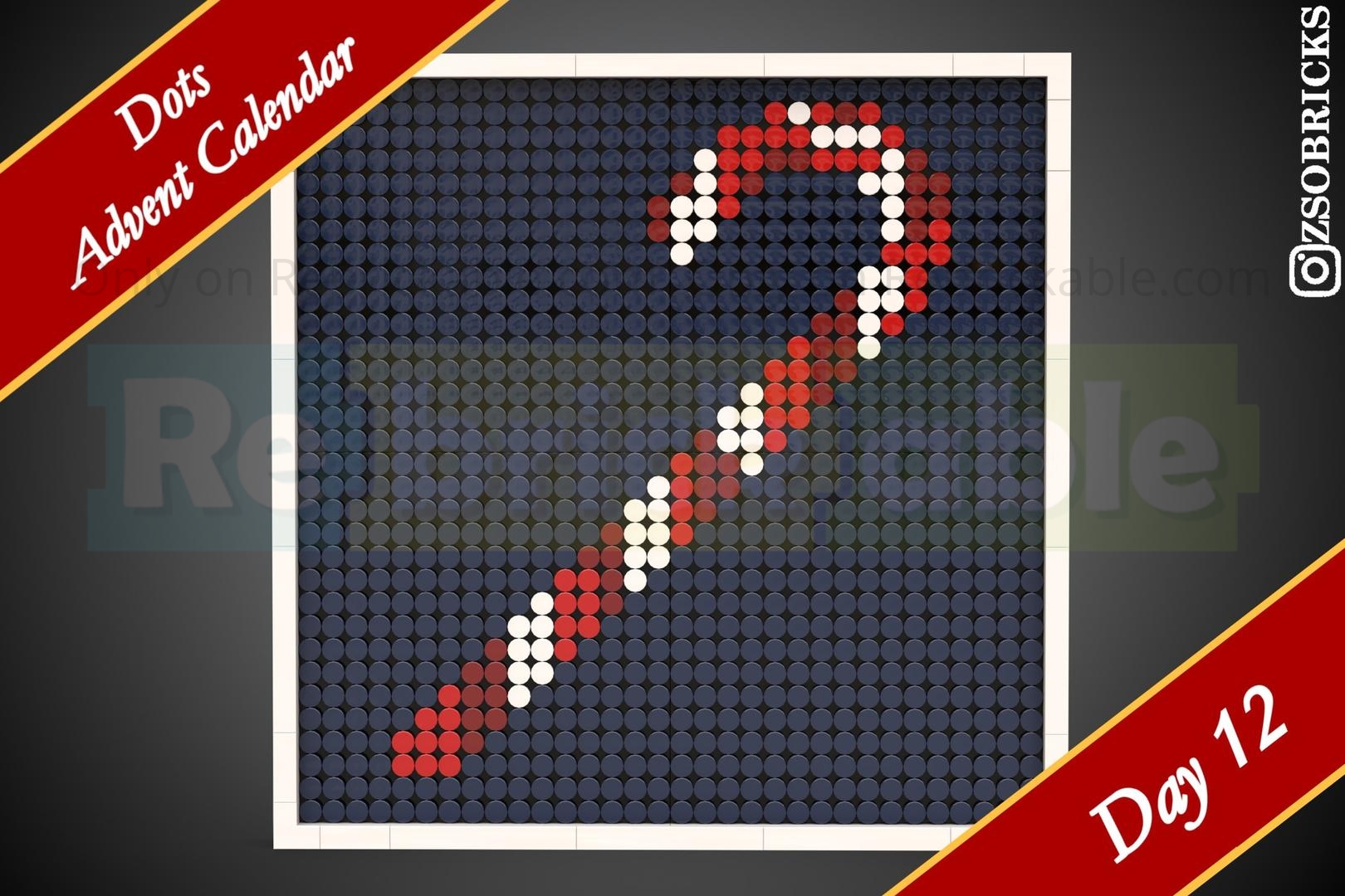 Day 12 - Candy Cane - Dots Advent Calendar by zsobricks