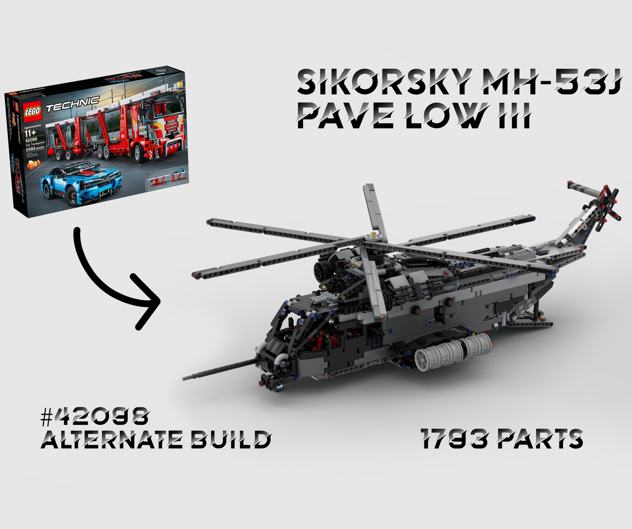 42098 Sikorsky MH‑53J Pave Low III - LEGO Technic Car Transporter Alt Build - PDF Instructions