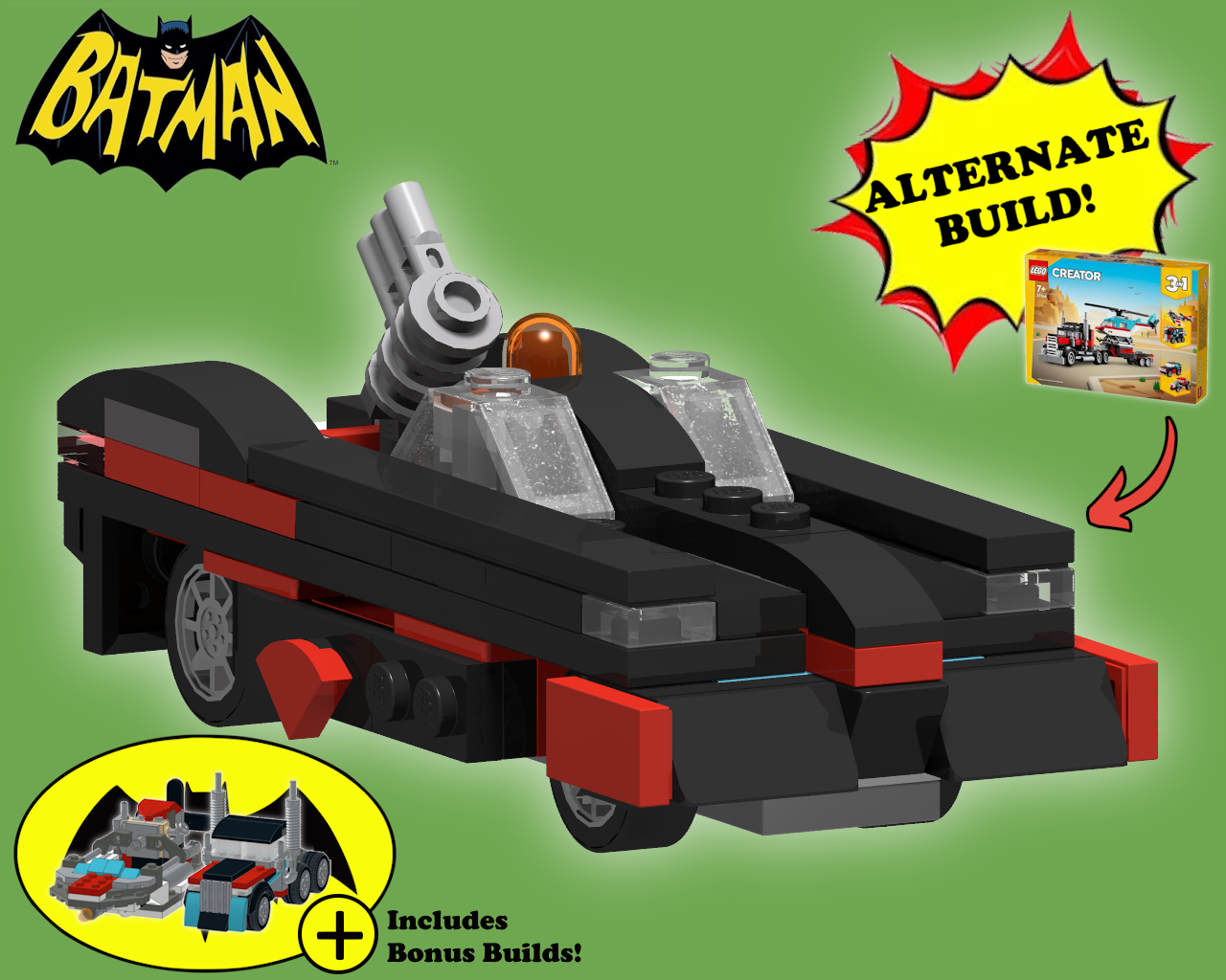 3-in-1 Batmobile, Semi Truck, and Hovercraft