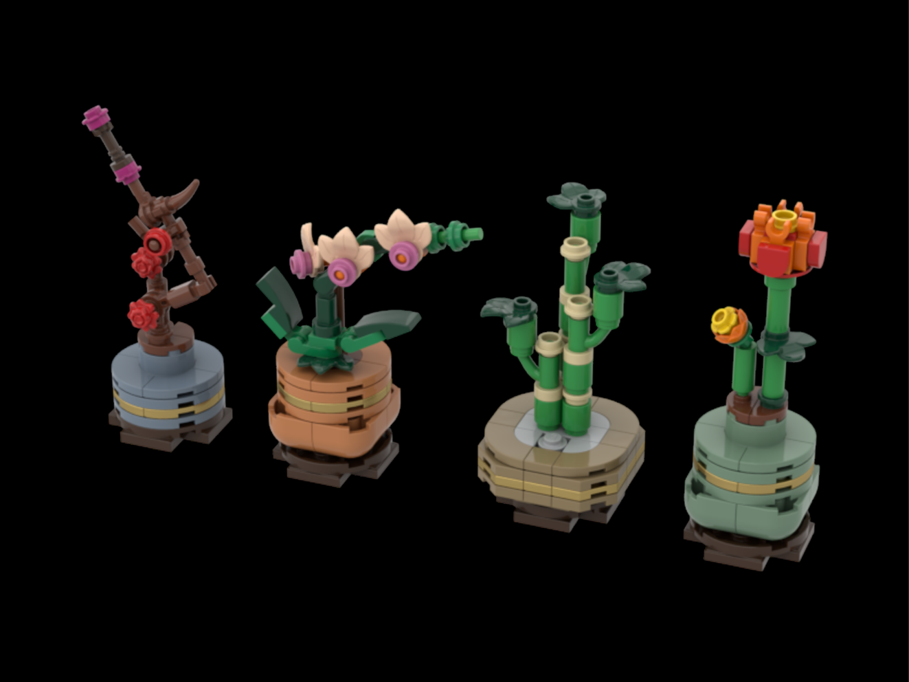 Mini Four Gentlemen (Plum, Orchid, Bamboo, Chrysanthemum)