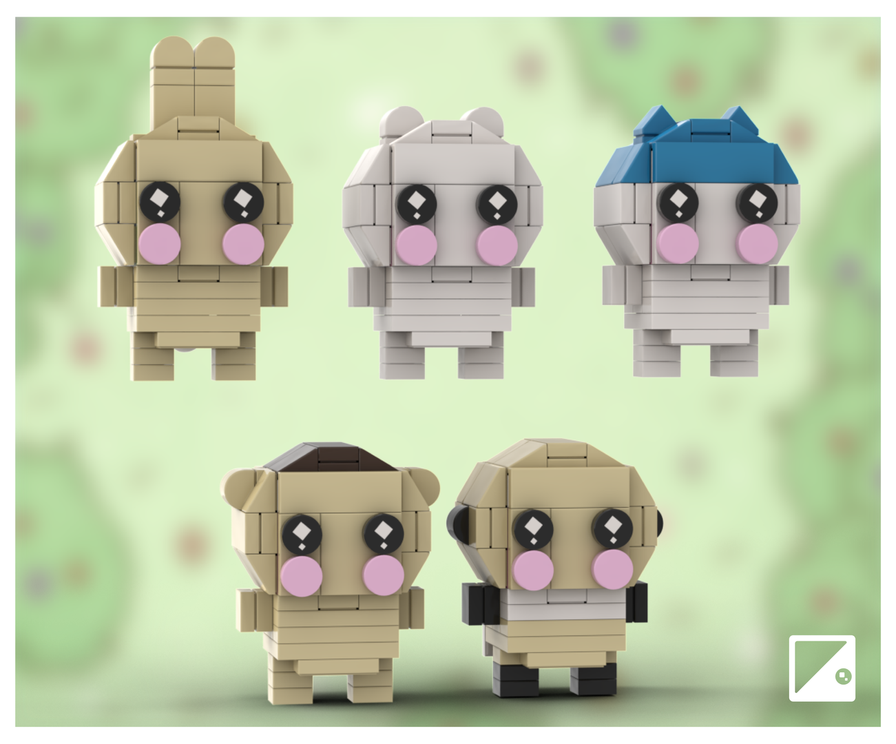 Chiikawa LEGO Brickheadz MOC ~ Chiikawa, Hachiware, Usagi, Rakko, and Kurimaju