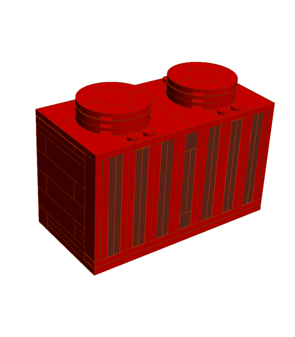 Upscale Brick 1 x 2 with Black Grille with 7 Vertical Lines Pattern