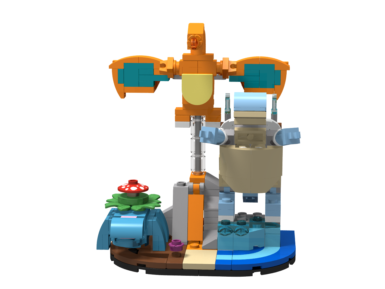 Mini Venusaur, Charizard, and Blastoise Display V1