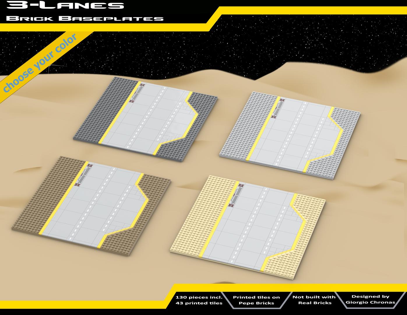 3-Lanes-Brick-Built Baseplate