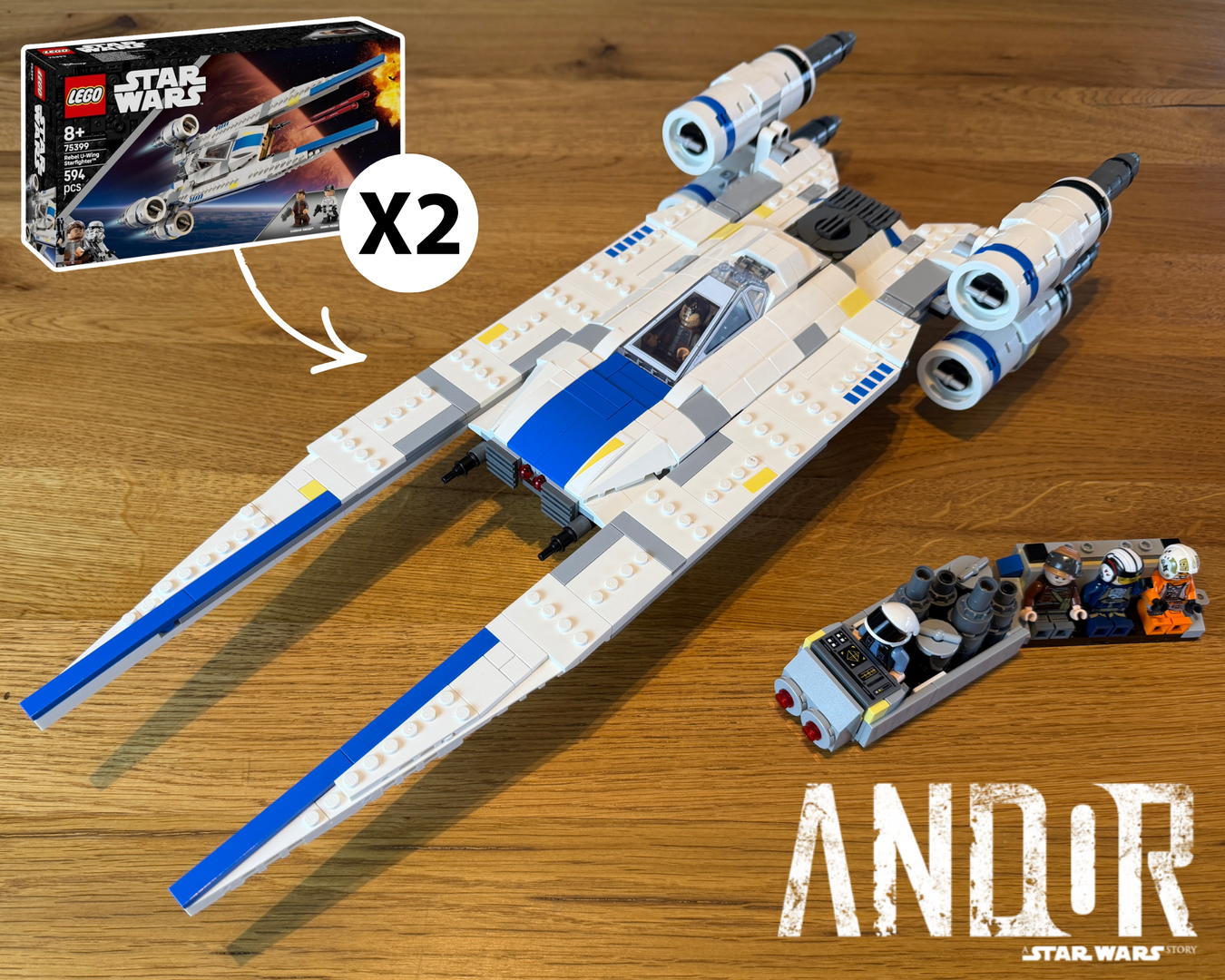 Bigger U Wing &amp; Rebel Troop Cart (2x 75399 Alternate Model)