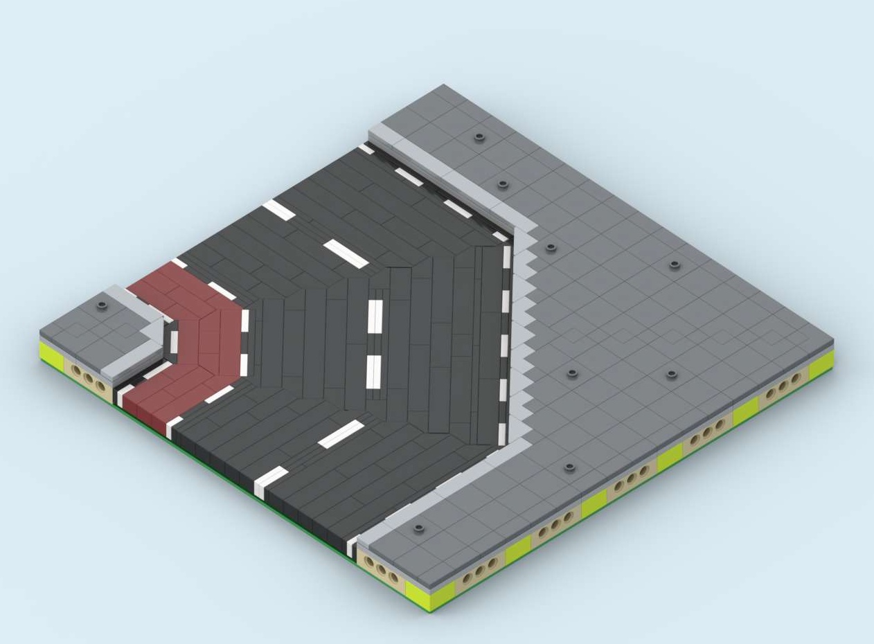 MILS Road Curve 20 Studs Wide with Bike Path an the near Side
