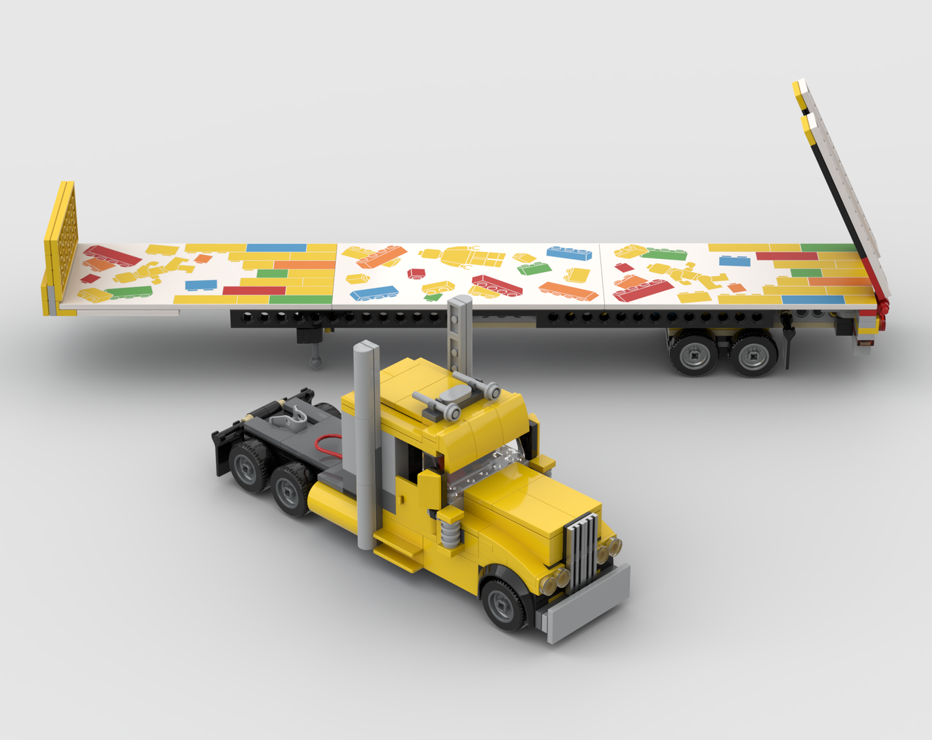 Peterbilt Big Rig Tractor with Flatbed Trailer