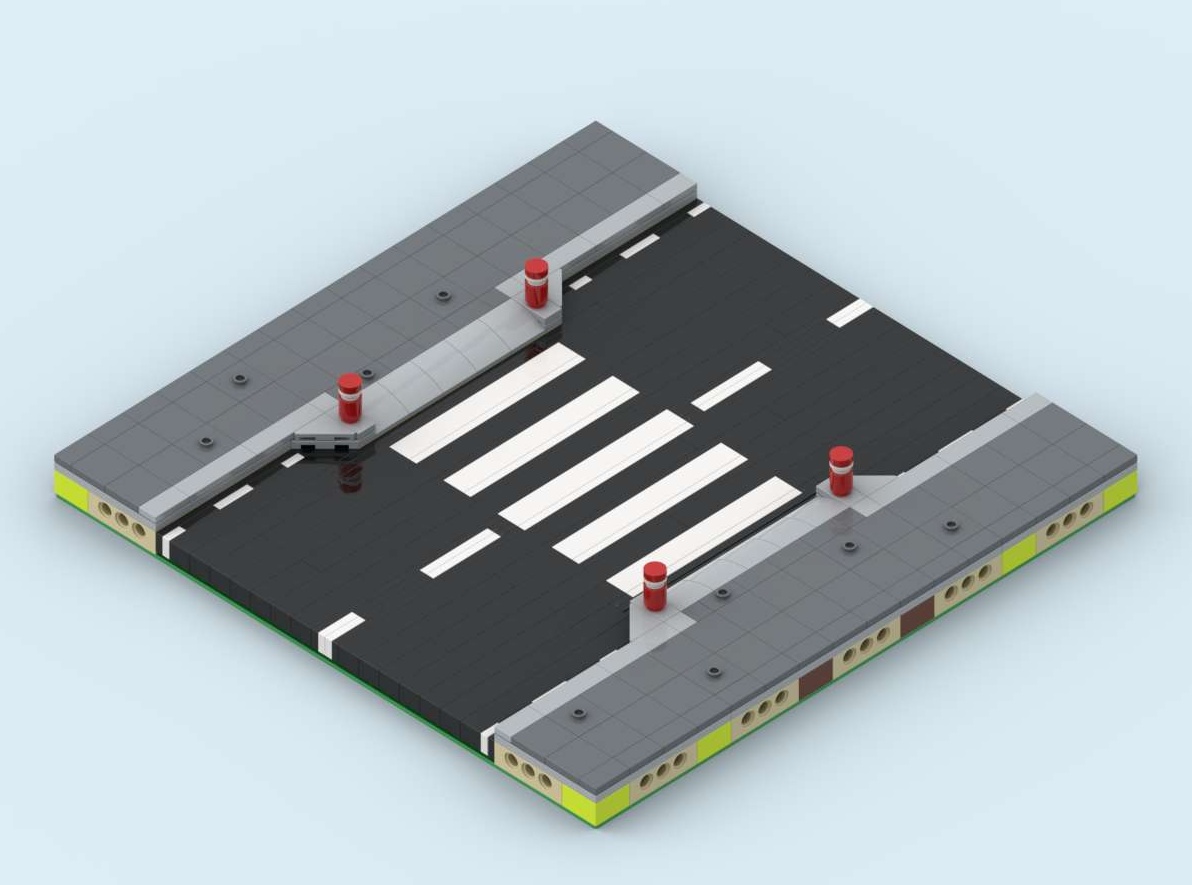 MILS Road Straight Road Variant with Zebra Crossing (Variant 2) 20 Studs Wide