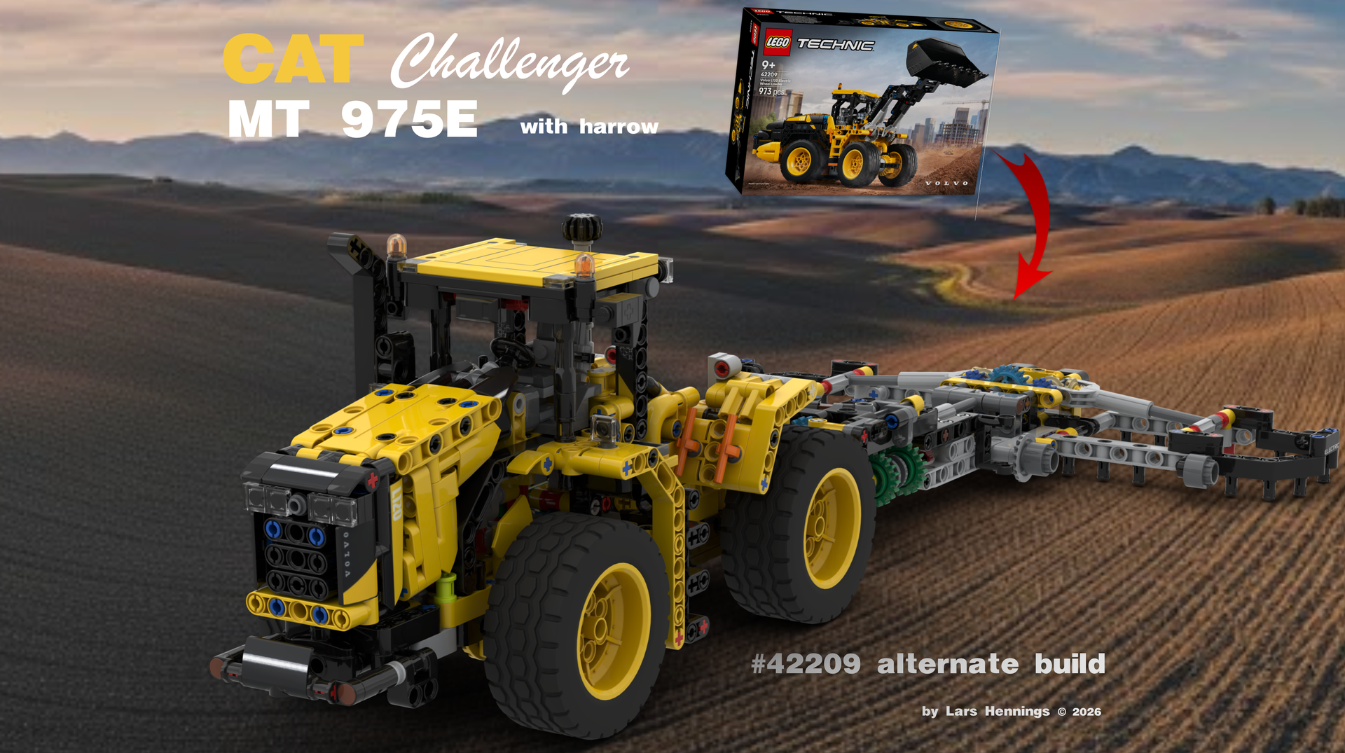 42209 Cat Challenger MT 975E with harrow