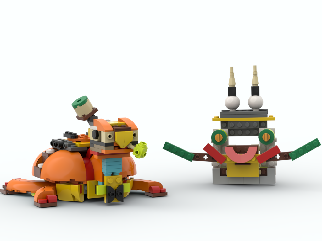 Elegant party turtle with dragon mask alternate build