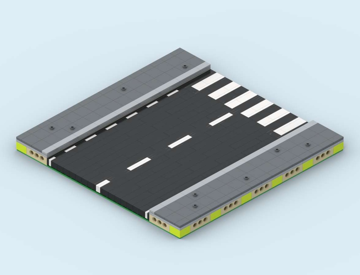 MILS Road Straight with half a Zebra Crossing 20 Studs Wide