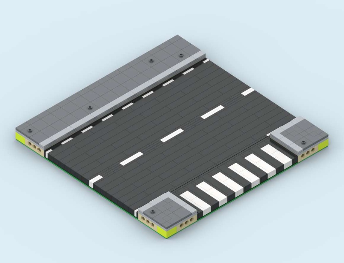 MILS Road T-Intersection with half a Zebra Crossing 20 Studs Wide