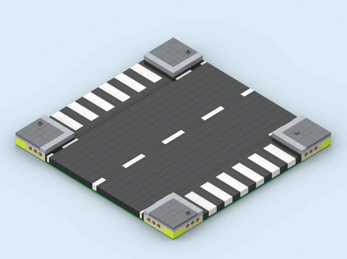 MILS Road Intersection with 2 half Zebra Crossings 20 Studs Wide