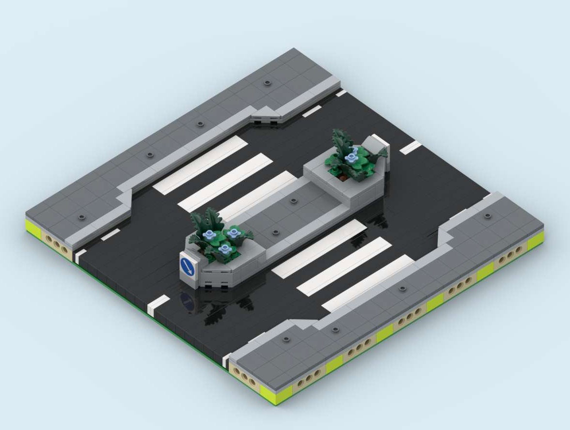 MILS Road Straight Road Variant with Zebra Crossing (Variant 1) 20 Studs Wide